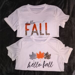 Hello Fall Kids T-Shirt Set - White and Orange